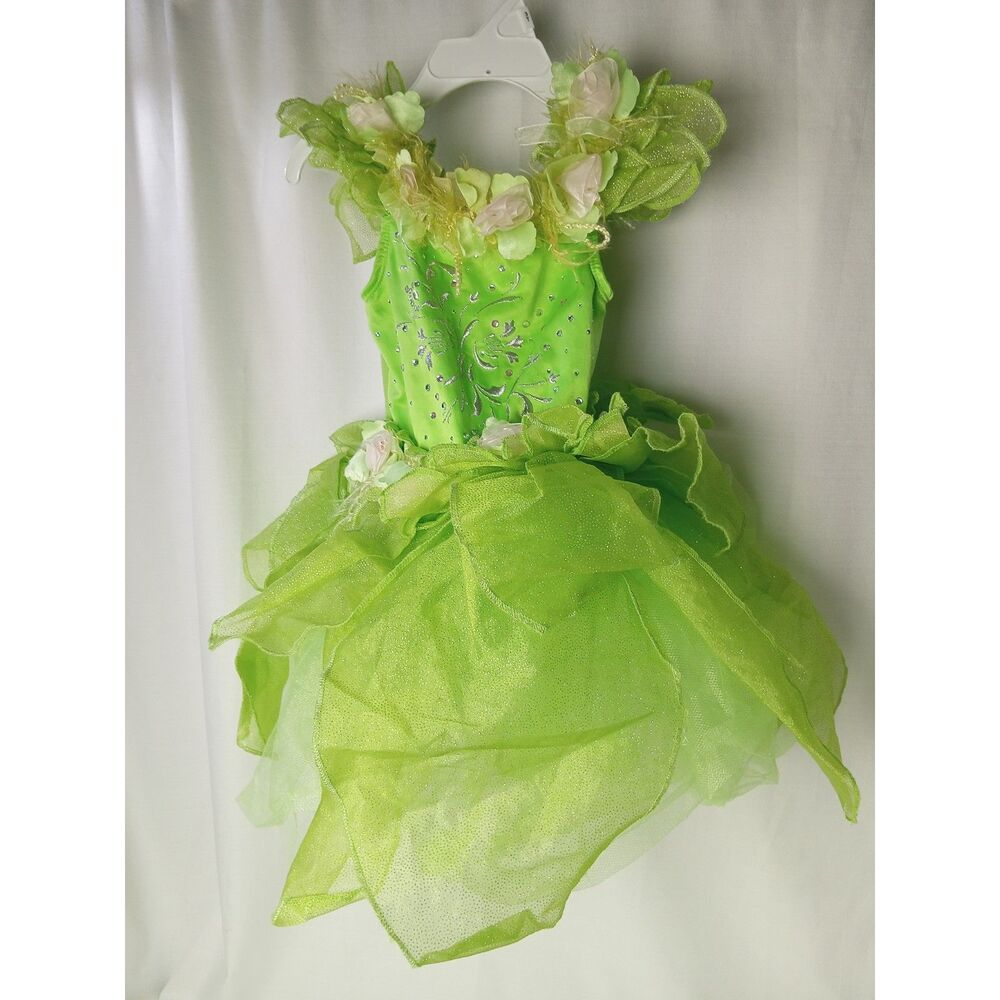 Girls Green Fairy Princess Costume Dress Tinker Bell Size 4 XS